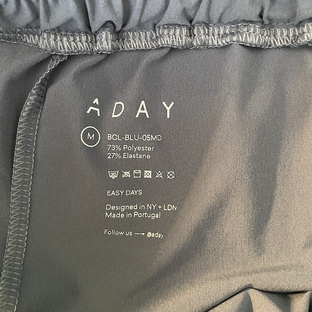 Aday Easy Days Pants Mineral Blue Size M Tie Waist Cropped Stretch Althleisure - Picture 4 of 10